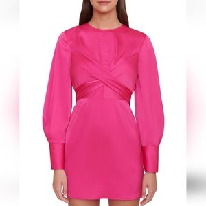 STAUD Mini Crosshill Dress Shocking Pink
